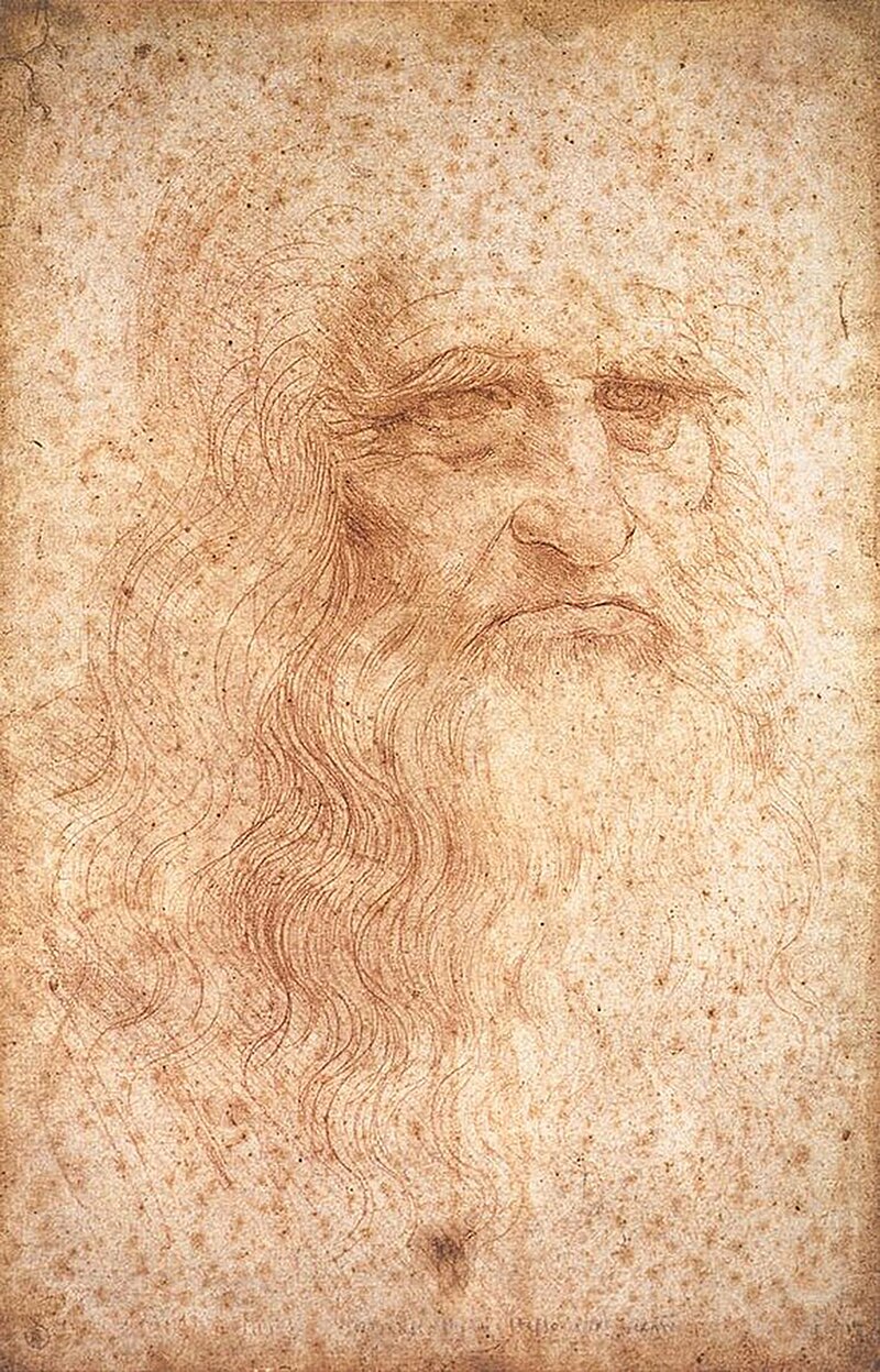 トリノ王宮図書館が所蔵するレオナルドの自画像（1513年 - 1515年頃）